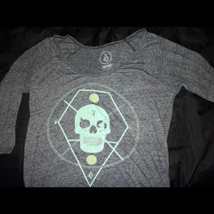 Volcom x Pacsun Slouchy 3/4 Sleeve Skull Shirt